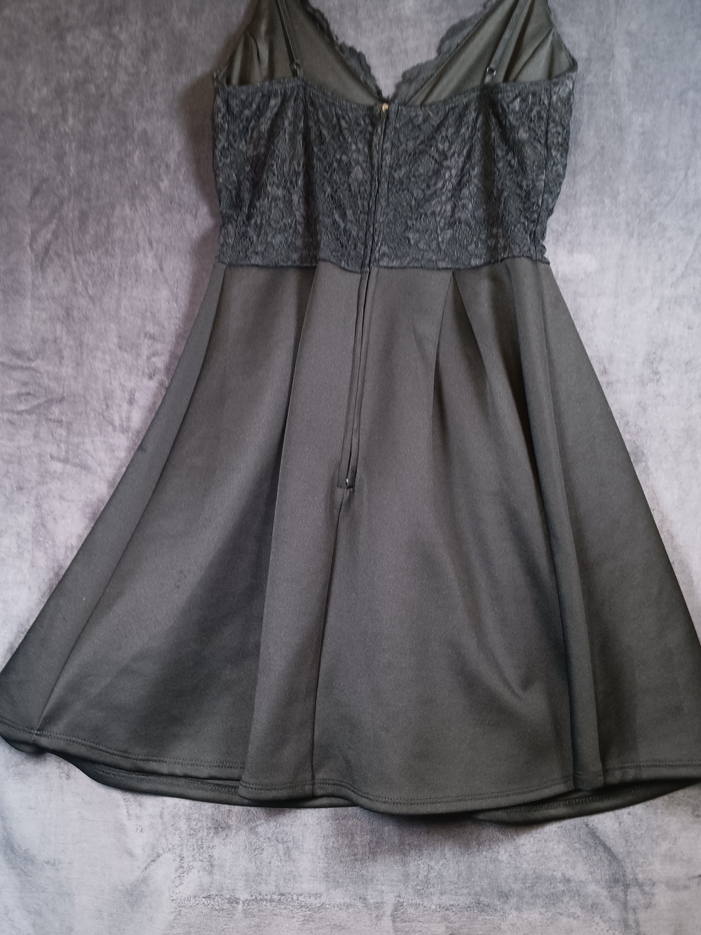 Charlotte Russe Black Lace Fit-and-Flare Mini Dress with Spaghetti Straps - Picture 2 of 5